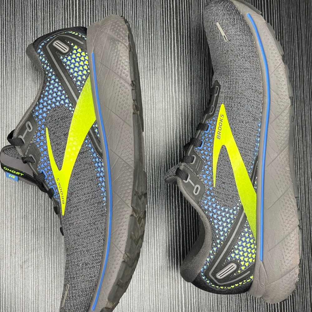 Brooks Running Shoes Ghost 14 Mens 9.5 Grey Lime Green Mesh DNA LOFT Sneakers - Picture 6 of 14